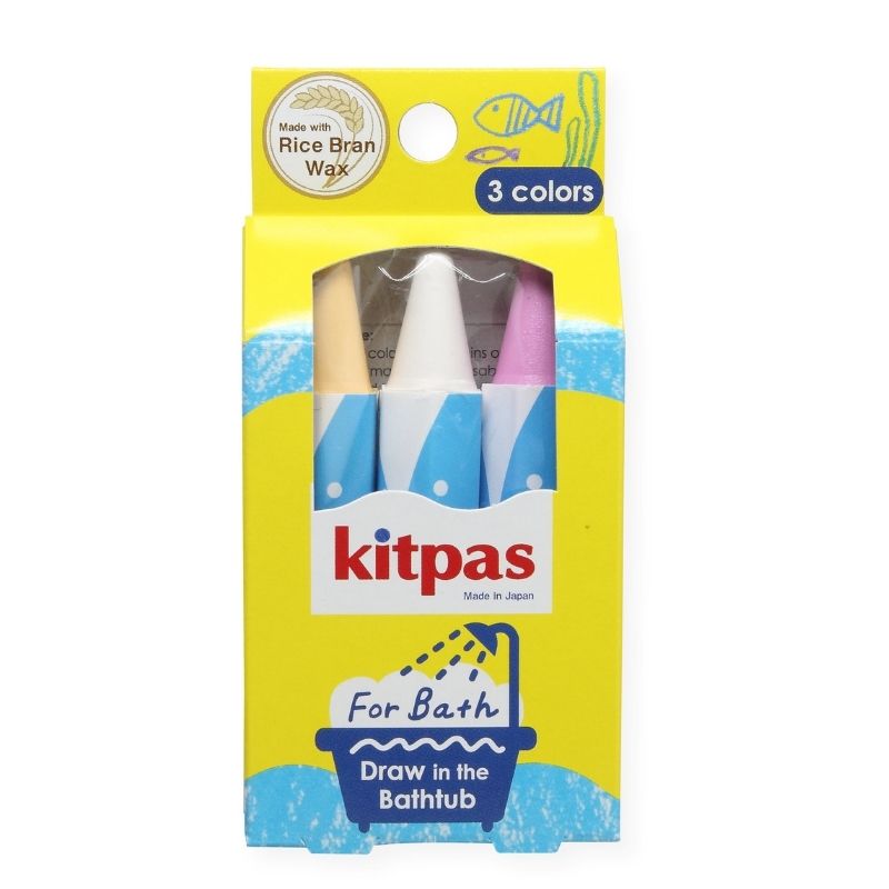 Kitpas Rice Wax Bath Crayons - Yellow, White & Pink